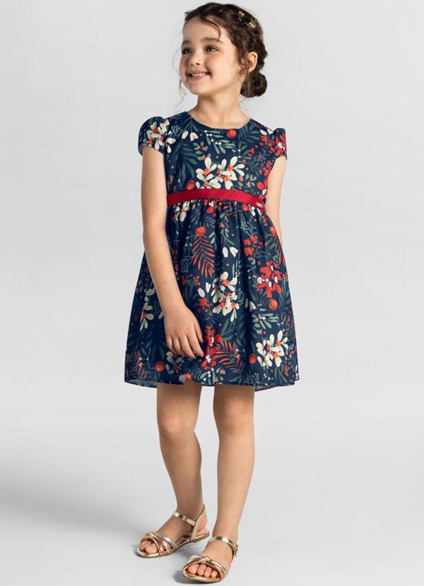 Brandili Mundi - Vestido Manga Copinho Infantil Azul