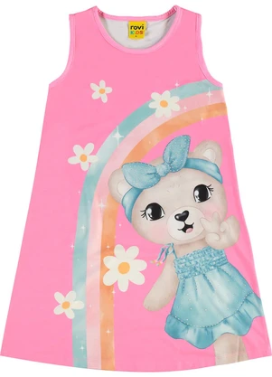Rovi Kids - Vestido Poly Touch Meia Malha Rosa - ROVI KIDS