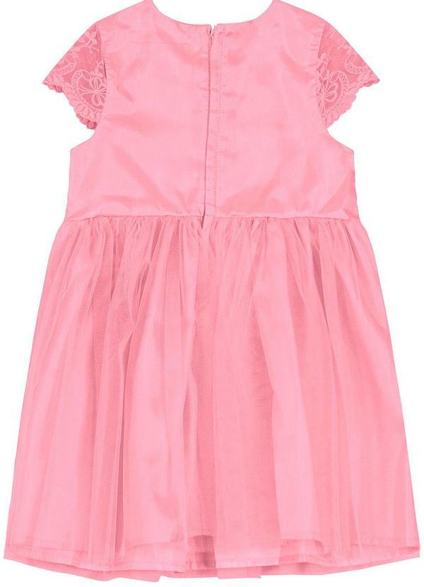 Carinhoso - Vestido Rosa em Tule com Renda Menina 3