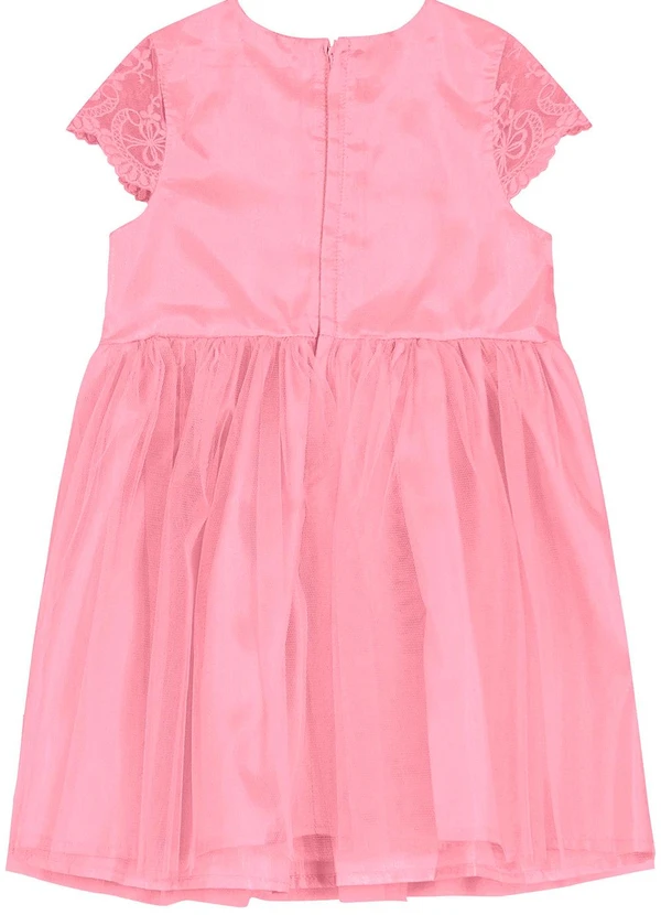 Carinhoso - Vestido Rosa em Tule com Renda Menina 3