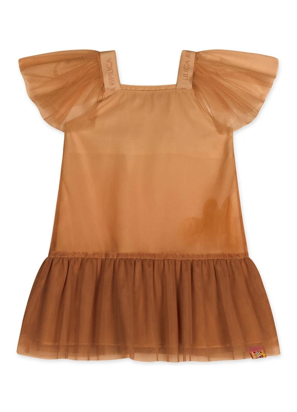 Lilica Ripilica - Vestido Tule Manga Curta Bebê Feminino Laranja 3
