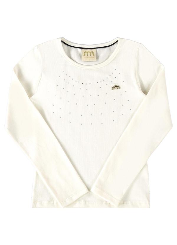 Milli e Nina - Blusa Manga Longa em Cotton Penteado Bege