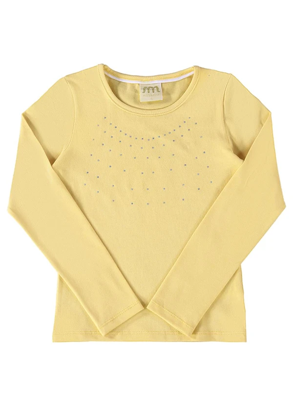 Milli e Nina - Blusa Manga Longa em Cotton Penteado Marrom