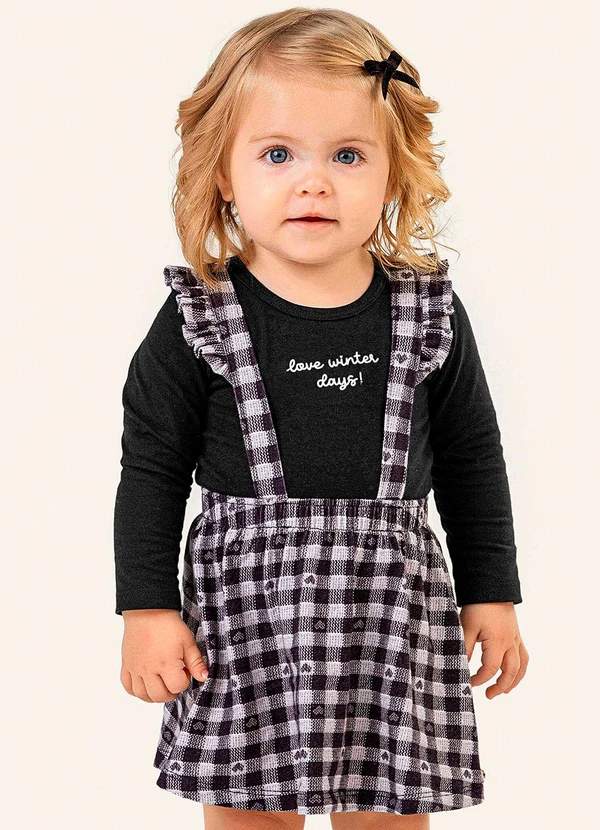 Colorittá - Conjunto Bebê Body e Salopete Xadrez Preto 2