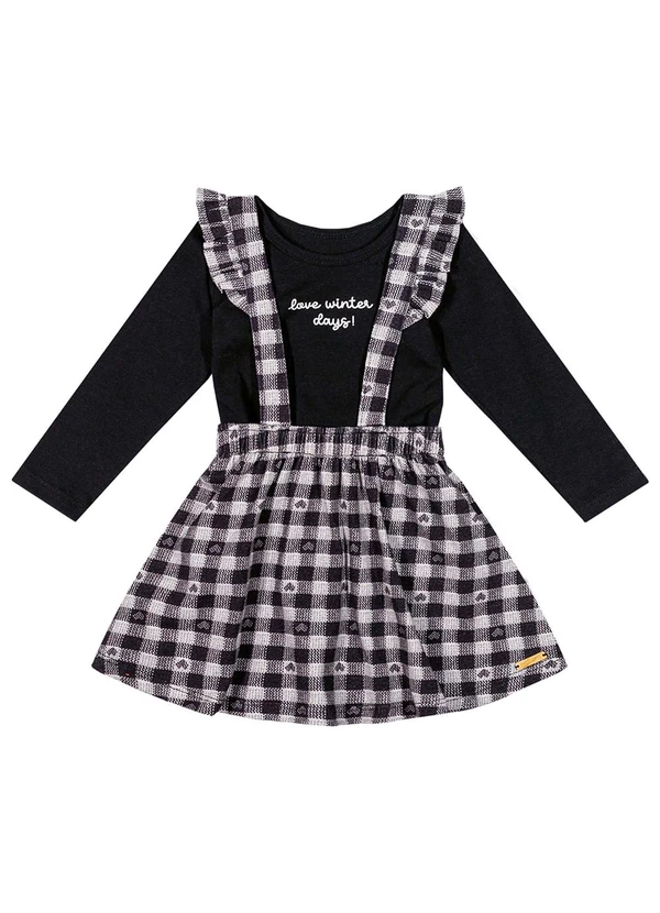 Colorittá - Conjunto Bebê Body e Salopete Xadrez Preto 3