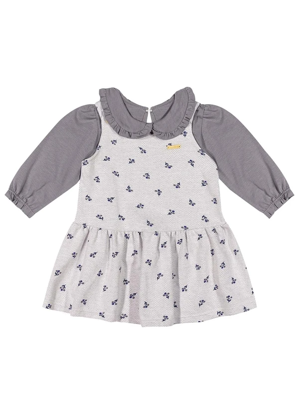 Colorittá - Conjunto Bebê Vestido Floral e Blusa Cinza 3