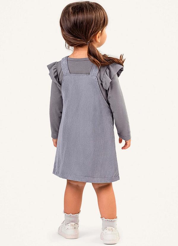 Colorittá - Conjunto Infantil Blusa e Vestido Veludo Cinza 2