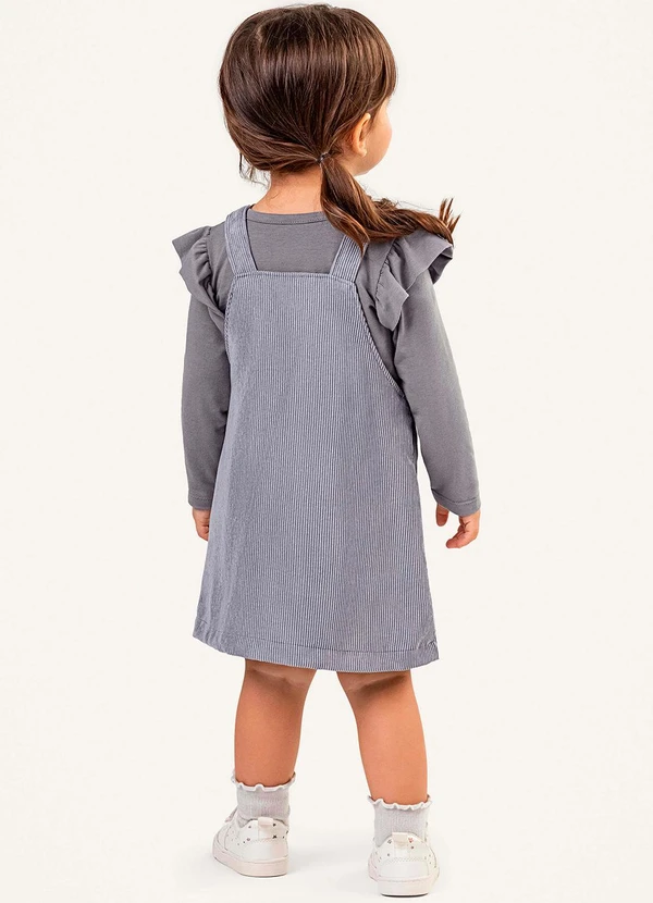 Colorittá - Conjunto Infantil Blusa e Vestido Veludo Cinza 2
