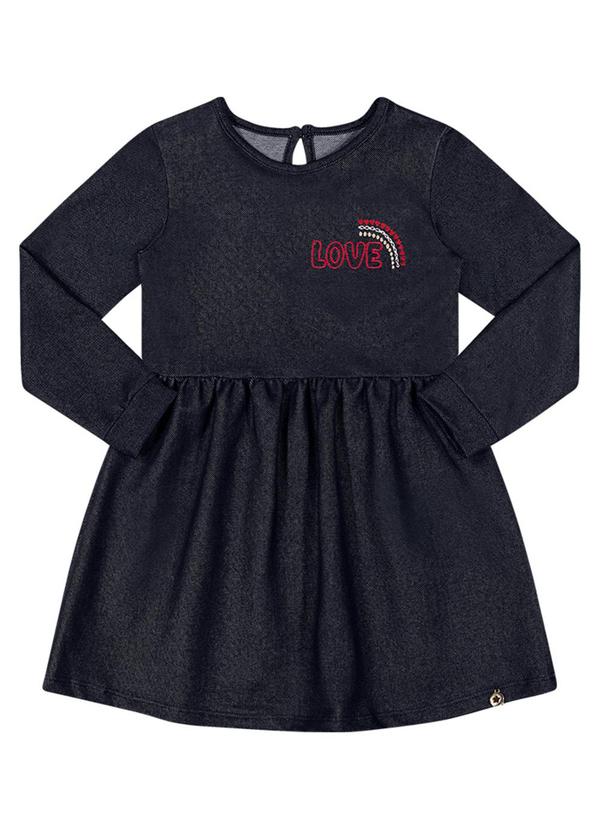 Alenice - Vestido Amor Manga Longa Menina Azul