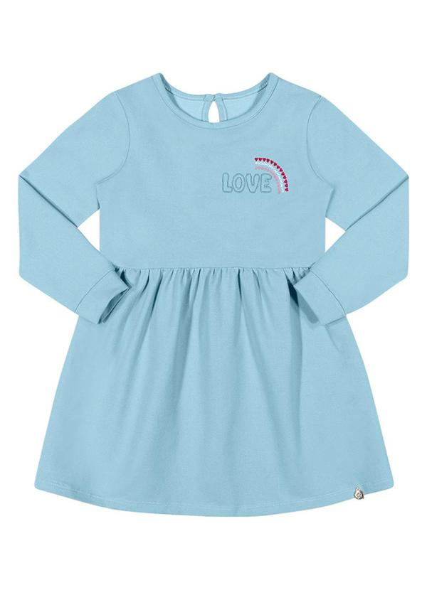 Alenice - Vestido Amor Manga Longa Menina Azul 1