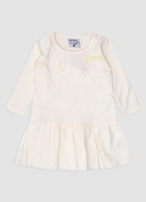 Turminha - Vestido Babados e Bolinha com Laço Bege - TURMINHA