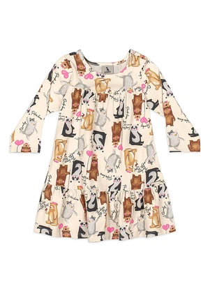 Quimby - Vestido Bebê Cotton Manga Longa Bege - QUIMBY