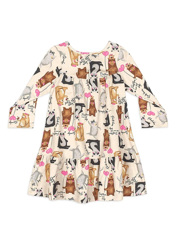 Quimby - Vestido Bebê Cotton Manga Longa Bege 3