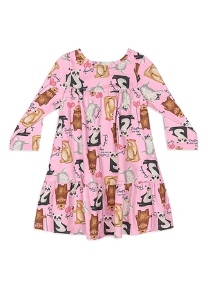 Quimby - Vestido Bebê Cotton Manga Longa Rosa - QUIMBY