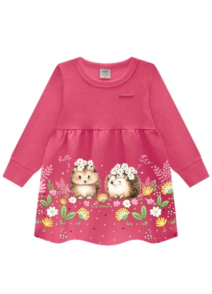 Marlan - Vestido Bebê em Moletom Felpado Rosa - MARLAN