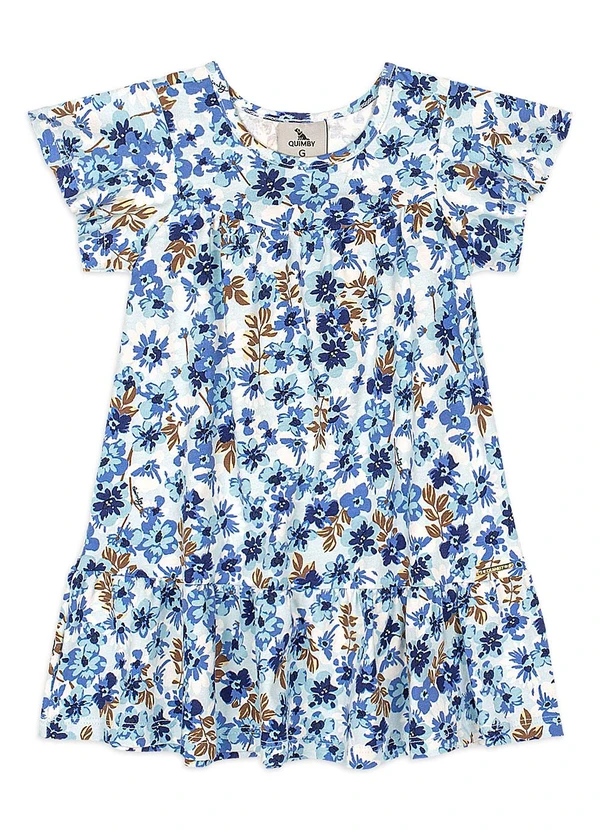 Quimby - Vestido Bebê Floral Cotton Recortes Azul 2