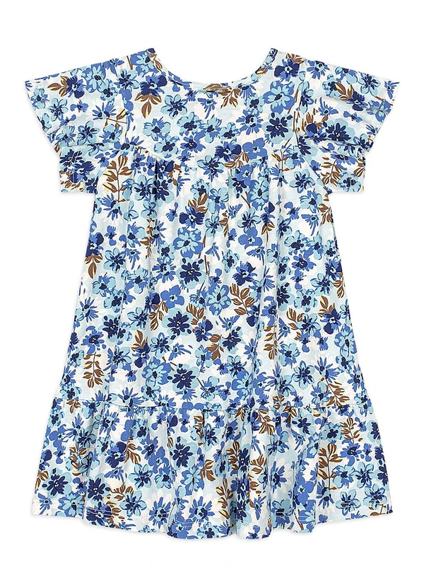 Quimby - Vestido Bebê Floral Cotton Recortes Azul 3