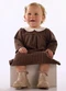 Up Baby - Vestido Bebê Jacquard Gola Boneca Marrom - variação:  