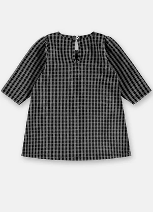 Up Baby - Vestido Bebê Jacquard Gola Boneca Preto - UP BABY