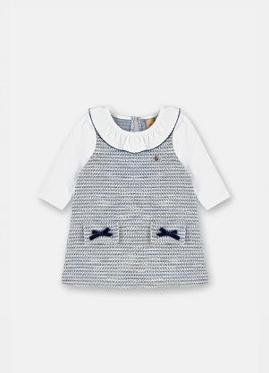Up Baby - Vestido Bebê Malha Tweed Azul - UP BABY