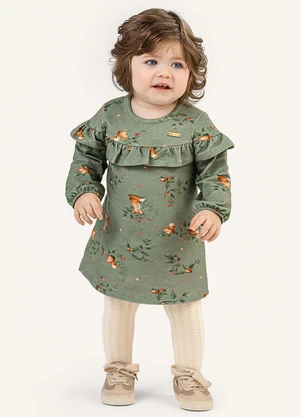 Colorittá - Vestido Bebê Menina Babado Verde - COLORITTÁ