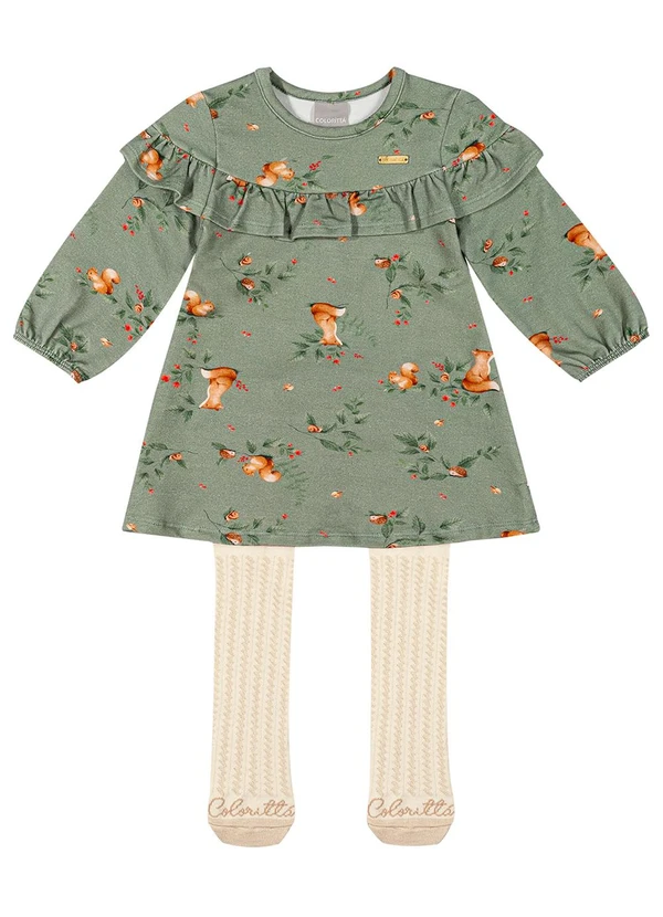 Colorittá - Vestido Bebê Menina Babado Verde 2