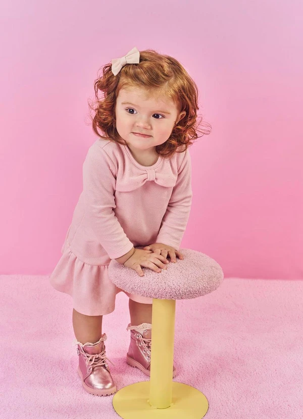 Abrange - Vestido Bebê Menina com Strass Rosa