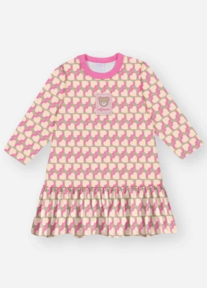 Abrange - Vestido Bebê Menina Corações Bege - ABRANGE