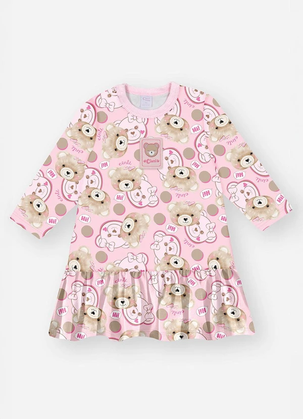 Abrange - Vestido Bebê Menina Corações Rosa