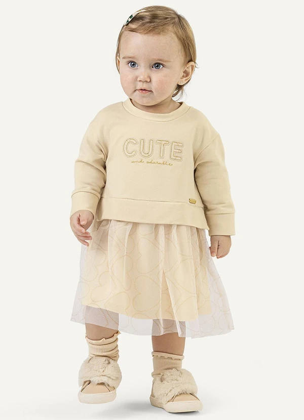 Colorittá - Vestido Bebê Menina Cute Tule Bege 2