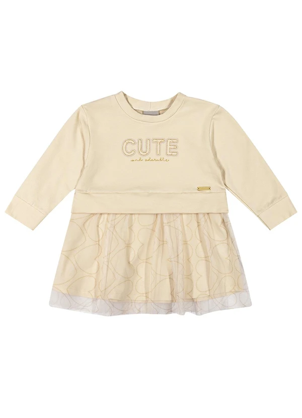Colorittá - Vestido Bebê Menina Cute Tule Bege 3