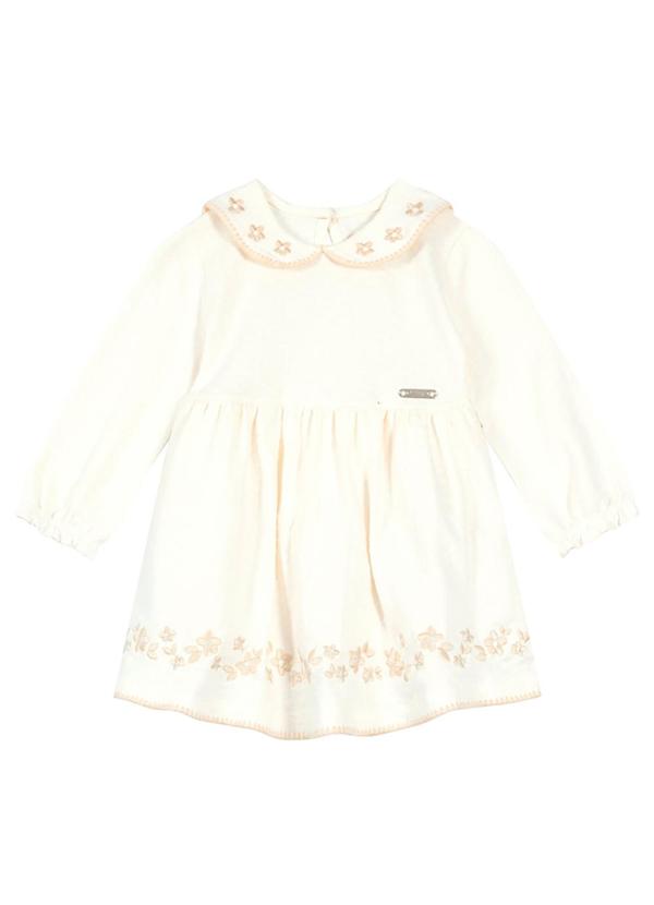 Brandili Mundi - Vestido Bebê Menina de Flores Bege
