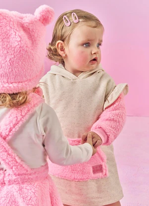 Abrange - Vestido Bebê Menina Dinossauro Nude - ABRANGE