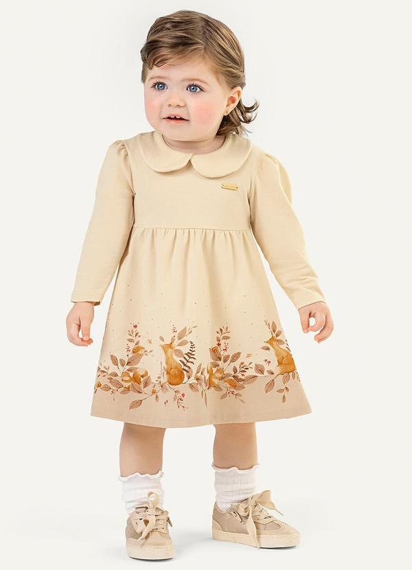 Colorittá - Vestido Bebê Menina Gola Boneca Bege