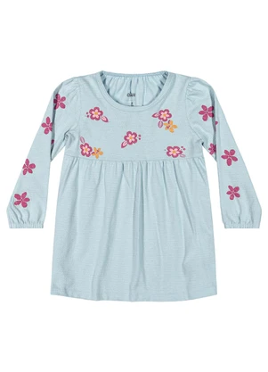 Elian - Vestido Bebê Menina Manga Longa Floral Azul - ELIAN