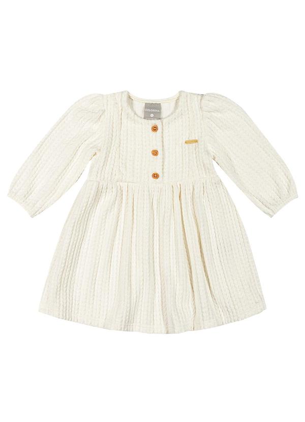 Colorittá - Vestido Bebê Menina Tricô com Botões Bege 4