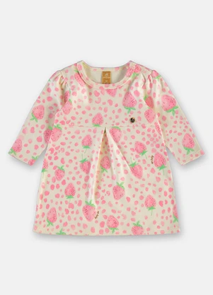 Up Baby - Vestido Bebê Peluciado Morangos Branco - UP BABY