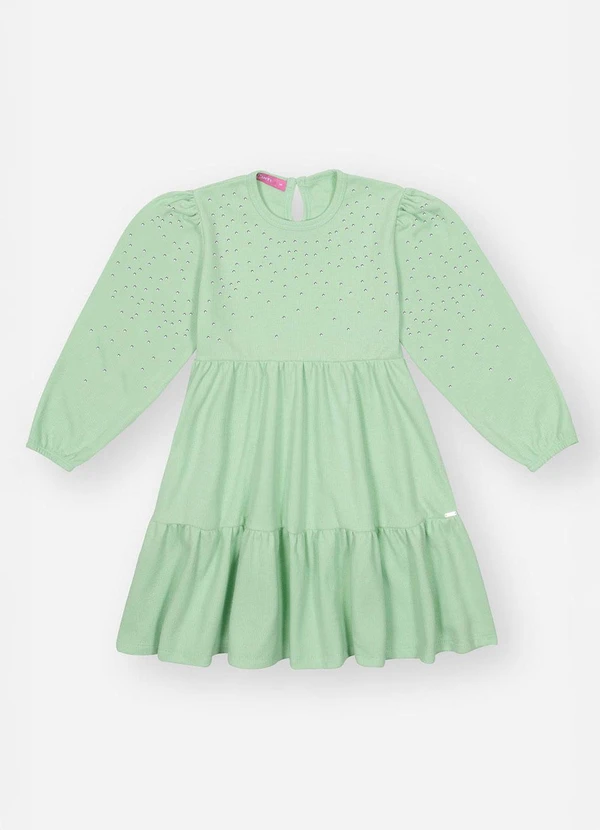 Abrange - Vestido Camadas Infantil Menina com Strass Verde 3
