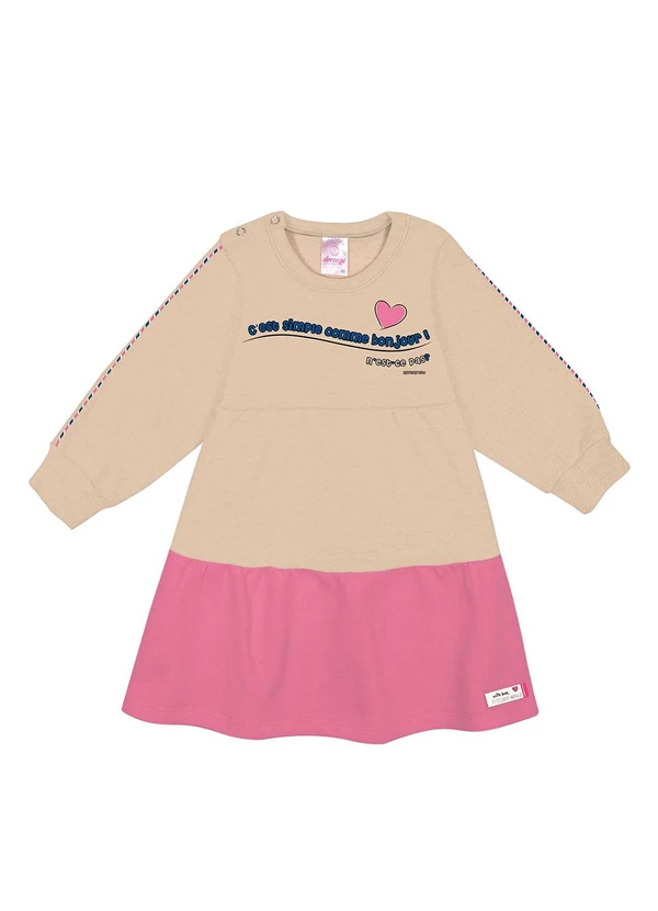 Abrange - Vestido Color Block Baby Bege