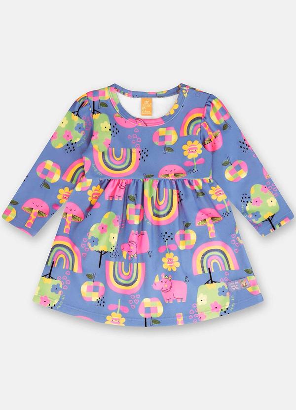Up Baby - Vestido Colorido Bebê Menina Azul