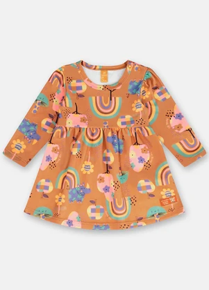 Up Baby - Vestido Colorido Bebê Menina Laranja - UP BABY