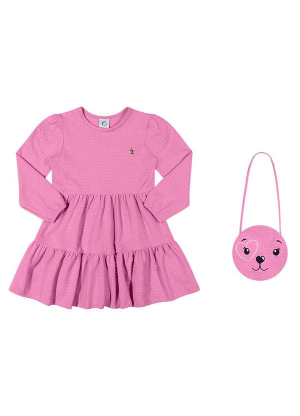 Alenice - Vestido com Bolsa Menina Rosa