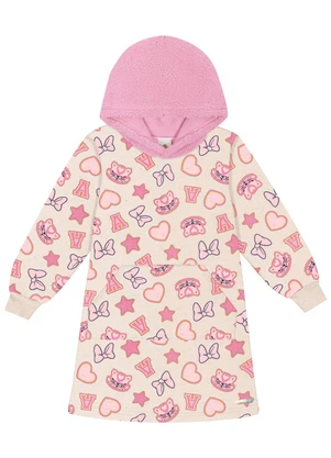 Abrange - Vestido com Capuz em Pelo Rosa - ABRANGE