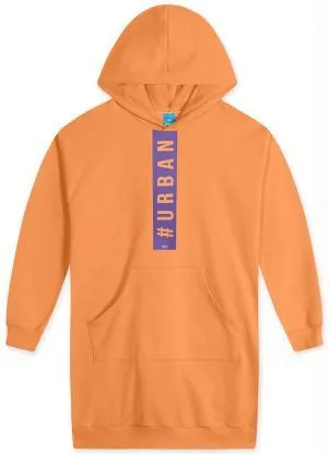 Hapier - Vestido com Capuz Moletom Juvenil Laranja - HAPIER