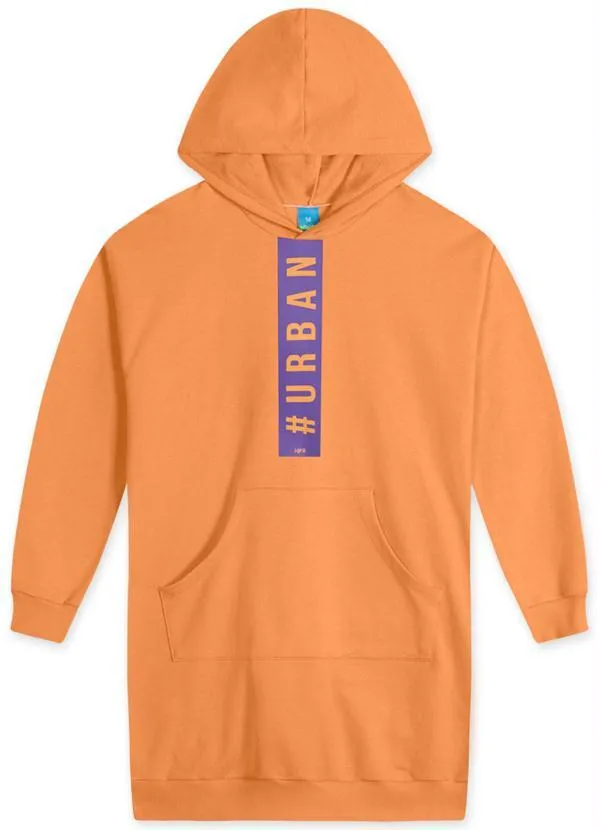 Hapier - Vestido com Capuz Moletom Juvenil Laranja