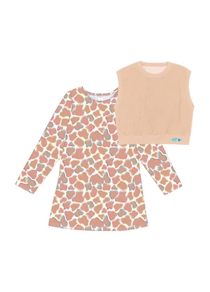 Abrange - Vestido com Colete Bege - ABRANGE