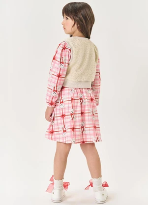 Abrange - Vestido com Colete Infantil Menina Urso Rosa - ABRANGE