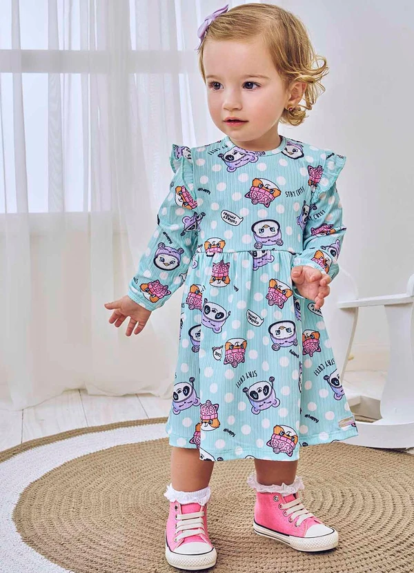 Abrange - Vestido com Fru Fru Verde