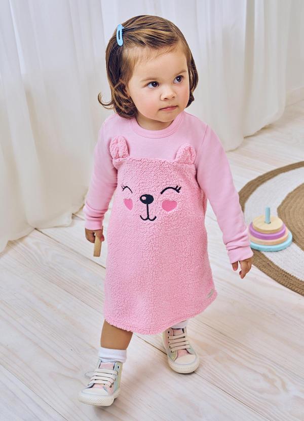 Abrange - Vestido com Pelo Rosa
