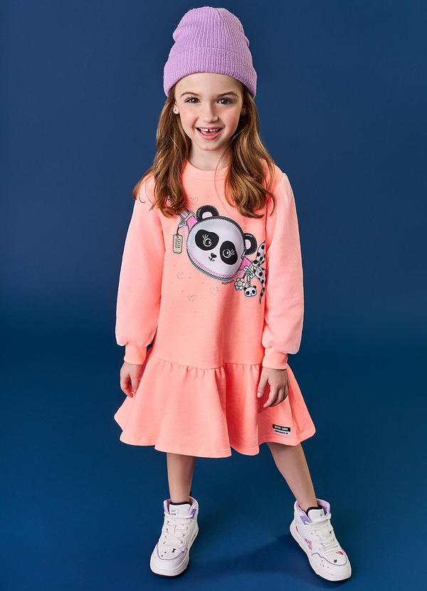Abrange - Vestido com Tule Laranja Neon